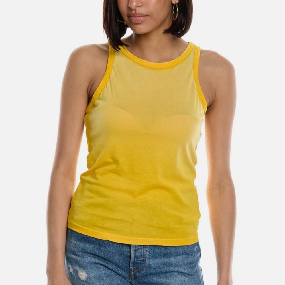 Cotton Citizen Womens Standard Tank Top in yellow/gold size Small- tiny hole